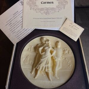 1978 Vtg Handcarved Alabaster La Scala Grand Opera "Carmen" Plate NIB